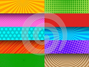 Comic colorful banners composition
