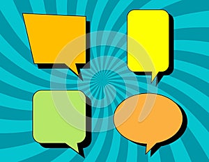 Comic colorful blank speech bubbles set