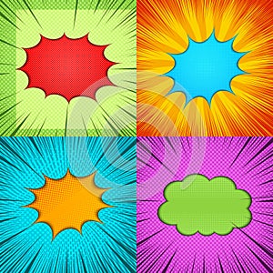 Comic colorful bright frames composition