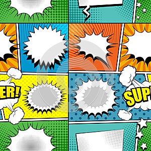 Comic colorful bright seamless pattern