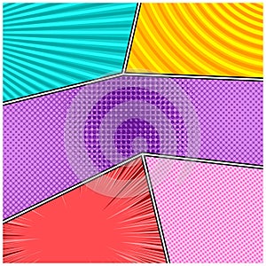 Comic colorful frames composition