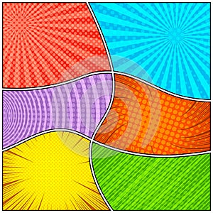 Comic colorful frames composition