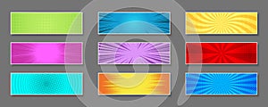 Comic colorful horizontal banners composition