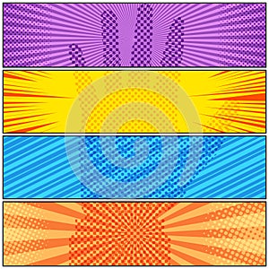 Comic colorful horizontal banners