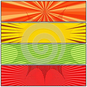 Comic colorful horizontal banners