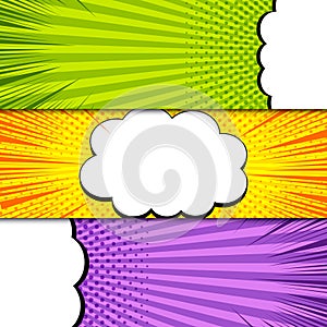 Comic colorful horizontal banners