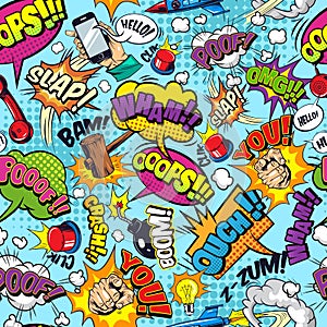 Comic colorful seamless pattern