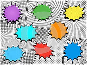 Comic colorful speech bubbles composition