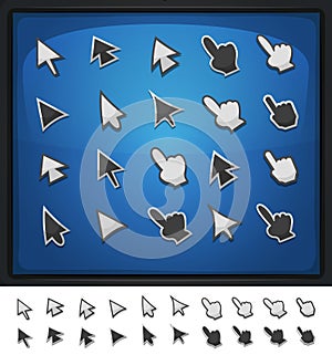 Comic Computer Cursors, Pointers And Arrows Icons