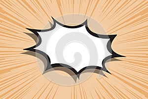 Comic dynamic bright template with white speech bubble speed lines rays background