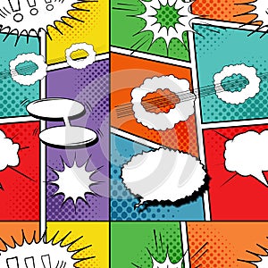 Comic dynamic colorful seamless pattern