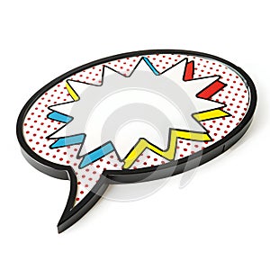 Comic effect speech bubble isolated on white background