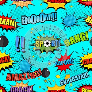 Comic elements colorful seamless pattern