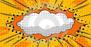 Comic explosion with empty cloud for superhero