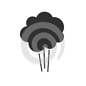 Comic explosion icon or air puff pressure smoke vector flat cartoon blank and white illustration, shot steam or vapor
