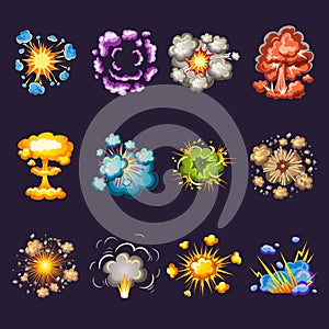 Comic Explosions Decorative Icons Set