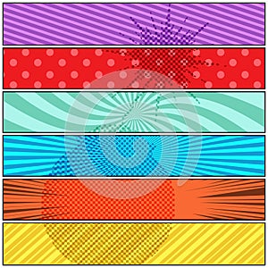 Comic explosive colorful horizontal banners
