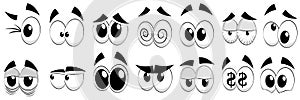 Comic eyes with different expressions Collection of cartoon eyes, isolated on white background