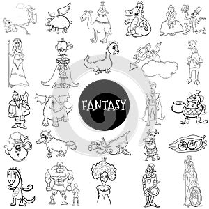 Comic fantasy characters large set color book page