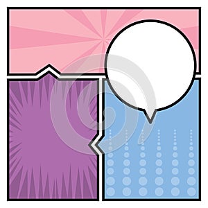 Comic frame with speech bubble. Vector