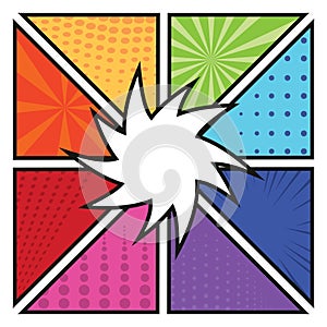 Comic frame with speech bubble. Vector