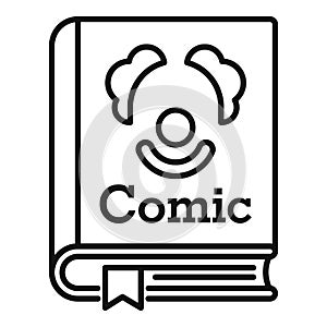 Comic genre book icon, outline style