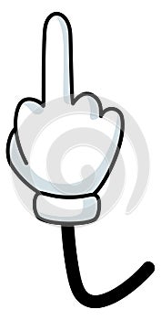 Comic hand with middle finger. Cartoon gesture icon