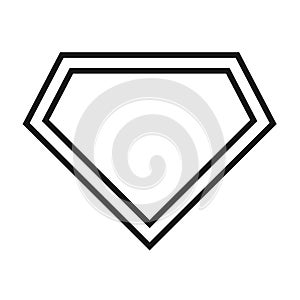 Comic hero icon, symbol shield. Isolated vector on white background