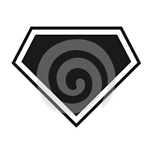 Comic hero icon, symbol shield. Isolated vector on white background