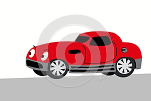 Comic image of a harsh, darck red sportcar. Vector image.