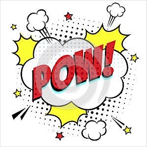 Comic lettering speech bubble for emotion with text POW