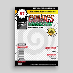 Comic magazine book cover template design