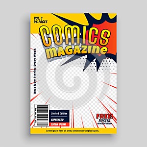 Comic magazine presentation book cover template design