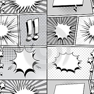 Comic monochrome style seamless pattern