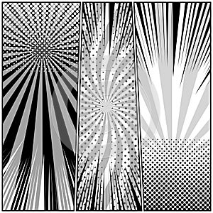 Comic monochrome style vertical banners