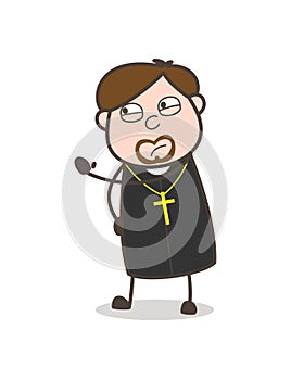 Comic Old Priest Showing Slap Vector Illustration