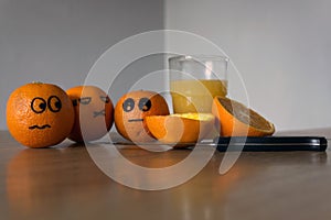 Comic orange fruits