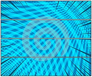 Comic page blue horizontal banners