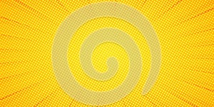 Comic Pop art background. Pattern yellow colored. Comic sunbeam background. Vector EPS 10