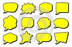 Comic pop art speech bubbles yellow retro frames