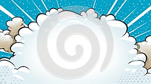 Comic Pop Clouds And Sky Background With Empty Space