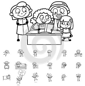 Comic Retro Old Granny - Collection of Concepts Vector illustrations