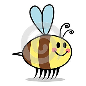 Comic Smiling Bee Cartoon Vector