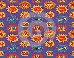 Comic sound effects seamless pattern