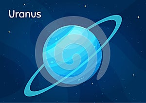 Comic space planet Uranus vector illustration.