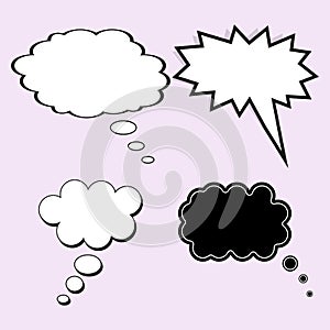Comic speech bubble. The concept of thought or dream. Vector set of template elements for design, on isolated light background.