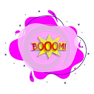 Comic speech bubble with expression text booom liquid bacdge icon. Simple color vector of people around the world icons for ui and photo