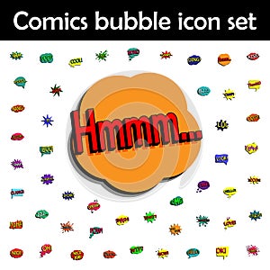 Comic speech bubble with expression text hmmm ... Icon. Comic icons universal set for web and mobile