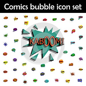 Comic speech bubble with expression text kaboom icon. Comic icons universal set for web and mobile