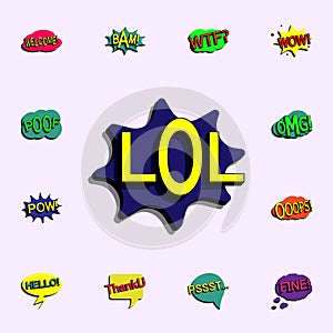 Comic speech bubble with expression text lol icon. comic icons universal set for web and mobile